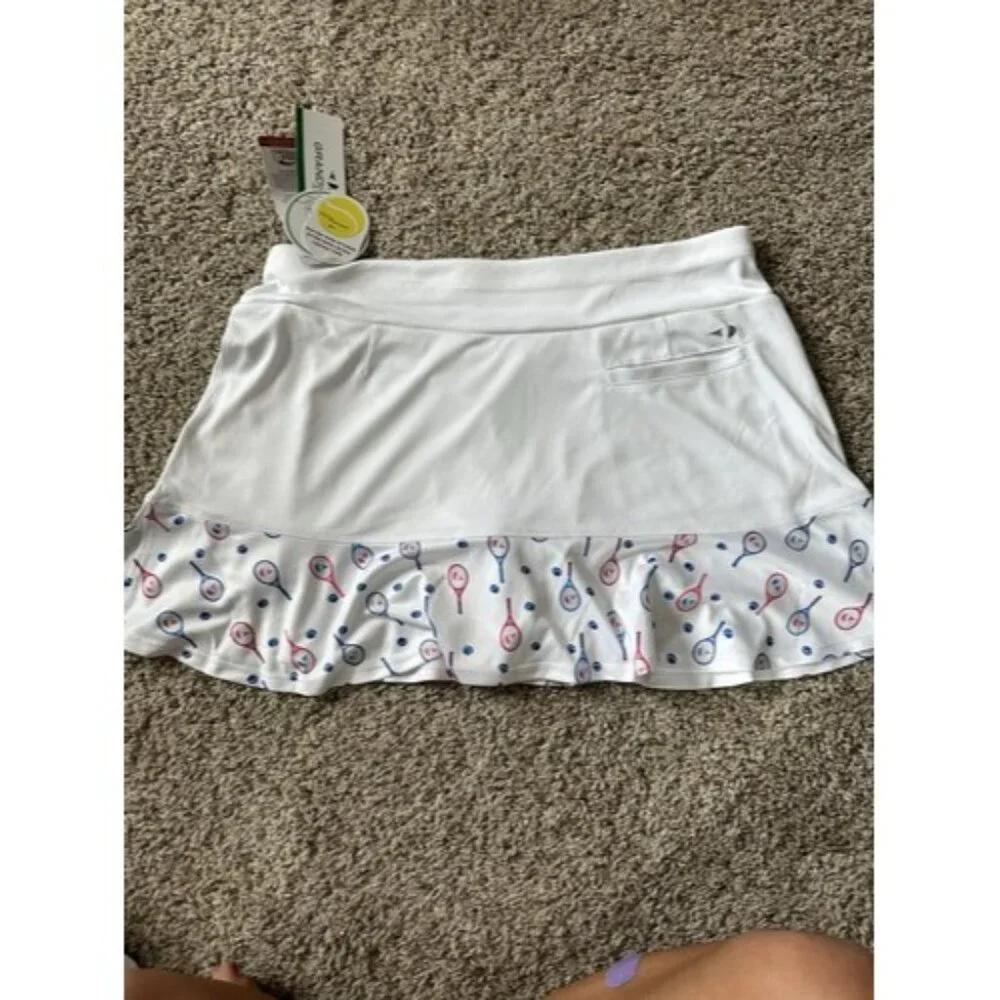 Grand Slam Perforance White Colorful Tennis Skorts Shorts Back Pocket Size XL